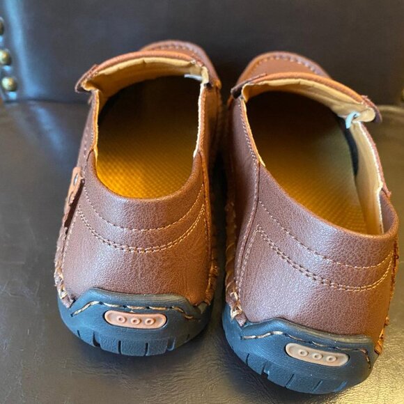 MEN'S BRAND NEW 100% Caoutchouc Leather Loafers EU SIZE 38 Brown. Hand Stitched - Picture 3 of 6